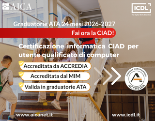 AICA: certificazione DigComp 2.2 utente qualificato computer per le graduatorie ATA 24 mesi 2026/2027